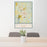 24x36 Bennington Vermont Map Print Portrait Orientation in Woodblock Style Behind 2 Chairs Table and Potted Plant