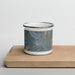 Front View Custom Bennington Vermont Map Enamel Mug in Afternoon on Cutting Board