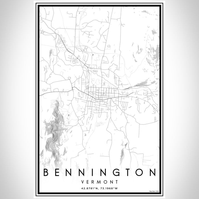Bennington Vermont Map Print Portrait Orientation in Classic Style With Shaded Background