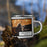 Right View Custom Bennington Vermont Map Enamel Mug in Ember on Grass With Trees in Background