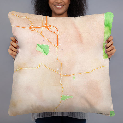 Person holding 22x22 Custom Bennington Vermont Map Throw Pillow in Watercolor