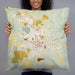 Person holding 22x22 Custom Bennington Vermont Map Throw Pillow in Woodblock