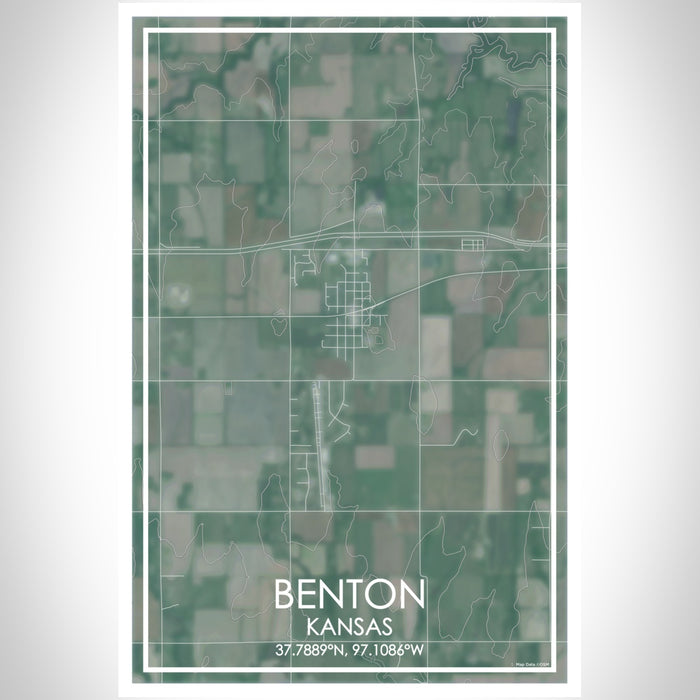 Benton Kansas Map Print Portrait Orientation in Afternoon Style With Shaded Background