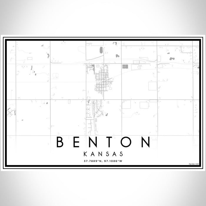 Benton Kansas Map Print Landscape Orientation in Classic Style With Shaded Background