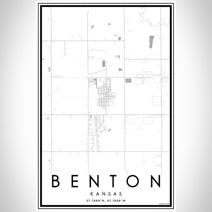 Benton Kansas Map Print Portrait Orientation in Classic Style With Shaded Background