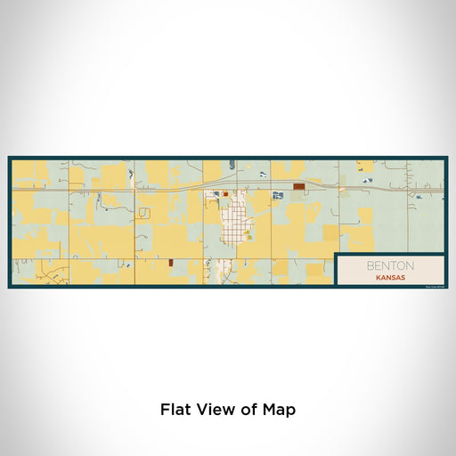 Flat View of Map Custom Benton Kansas Map Enamel Mug in Woodblock
