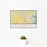 12x18 Bentonville Arkansas Map Print Landscape Orientation in Woodblock Style With Small Cactus Plant in White Planter