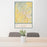 24x36 Bentonville Arkansas Map Print Portrait Orientation in Woodblock Style Behind 2 Chairs Table and Potted Plant