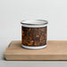 Front View Custom Bentonville Arkansas Map Enamel Mug in Ember on Cutting Board