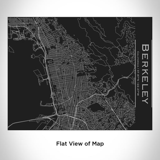 Rendered View of Berkeley California Map Engraving on 20oz Stainless Steel Insulated Bottle with Bamboo Top in Black
