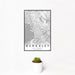 12x18 Berkeley California Map Print Portrait Orientation in Classic Style With Small Cactus Plant in White Planter