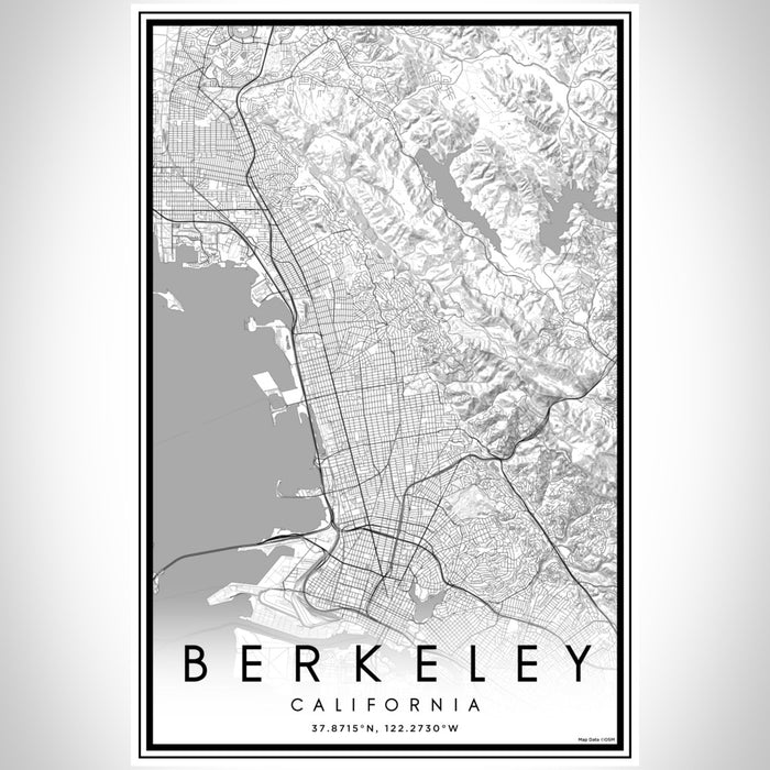 Berkeley California Map Print Portrait Orientation in Classic Style With Shaded Background
