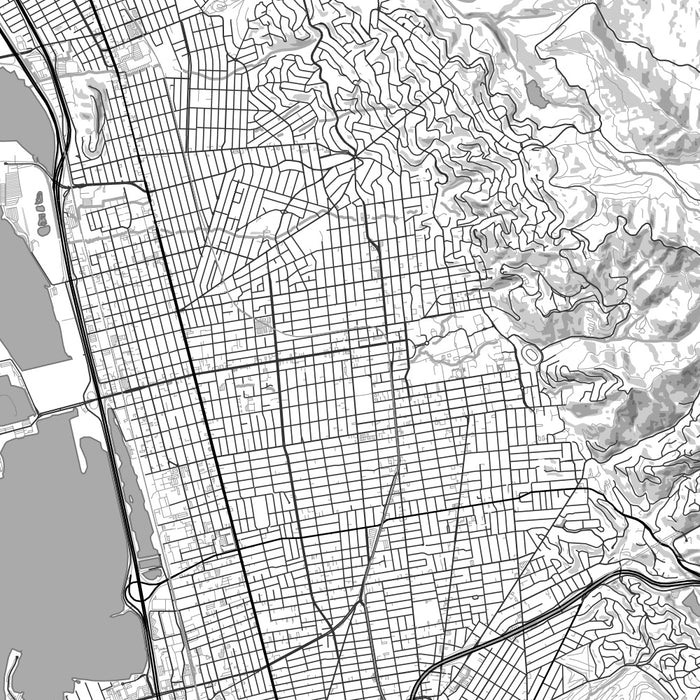 Berkeley California Map Print in Classic Style Zoomed In Close Up Showing Details