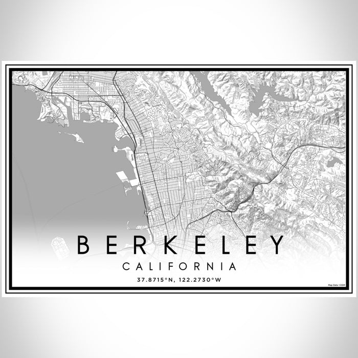 Berkeley California Map Print Landscape Orientation in Classic Style With Shaded Background