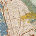 Berkeley California Map Print in Woodblock Style Zoomed In Close Up Showing Details