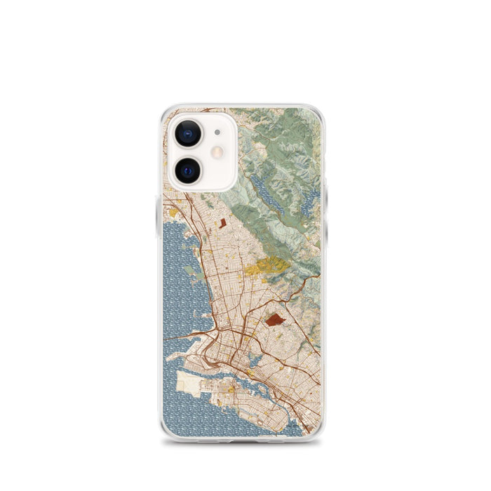 Custom Berkeley California Map iPhone 12 mini Phone Case in Woodblock