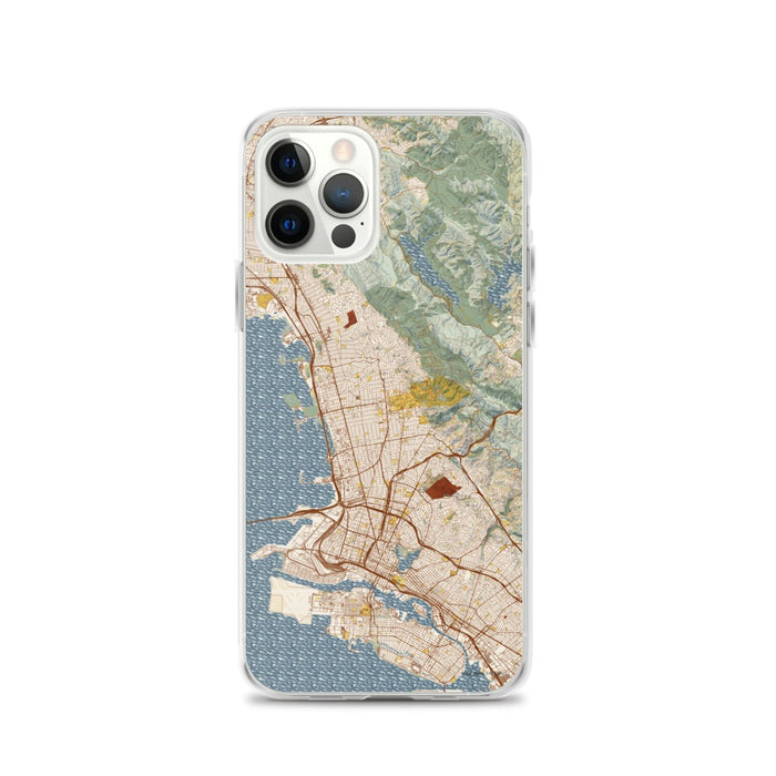 Custom Berkeley California Map iPhone 12 Pro Phone Case in Woodblock