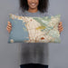 Person holding 20x12 Custom Berkeley California Map Throw Pillow in Woodblock