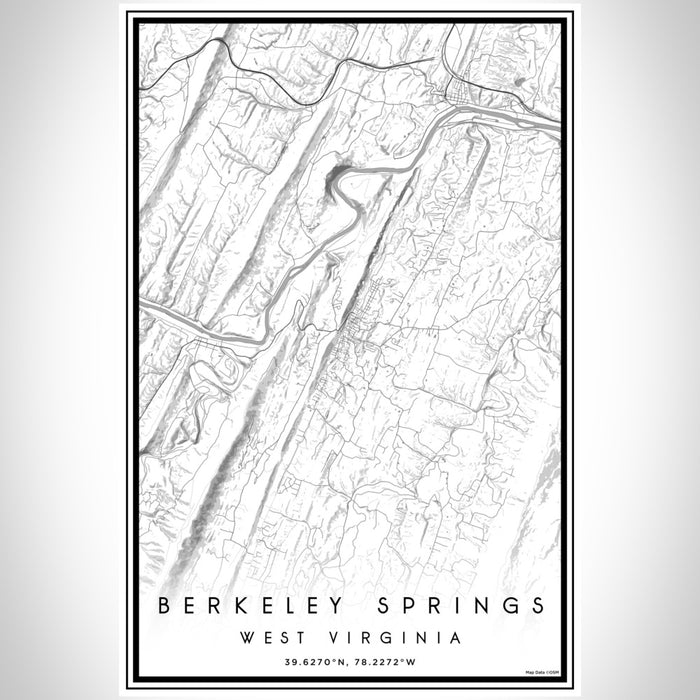 Berkeley Springs West Virginia Map Print Portrait Orientation in Classic Style With Shaded Background