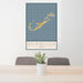 24x36 Bermuda BOT Map Print Portrait Orientation in Woodblock Style Behind 2 Chairs Table and Potted Plant