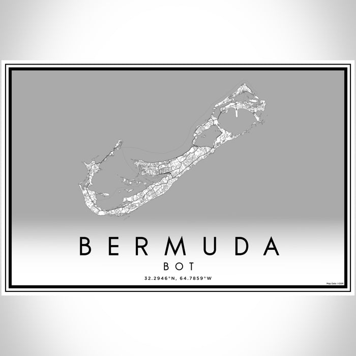 Bermuda BOT Map Print Landscape Orientation in Classic Style With Shaded Background