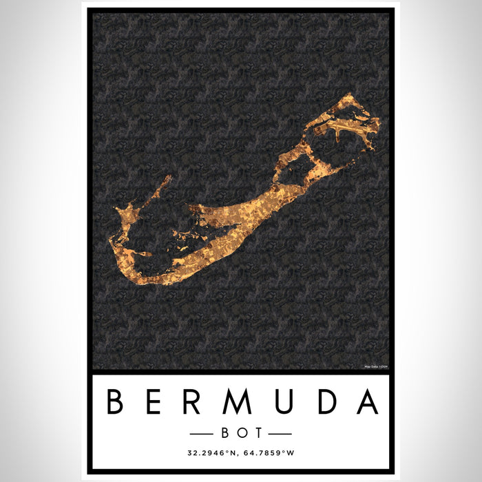 Bermuda BOT Map Print Portrait Orientation in Ember Style With Shaded Background