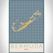 Bermuda BOT Map Print Portrait Orientation in Woodblock Style With Shaded Background