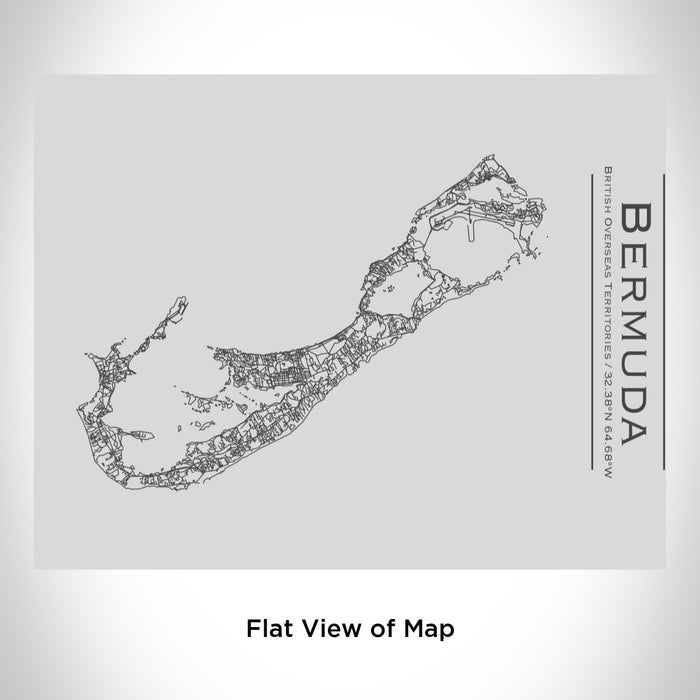 Rendered View of Bermuda British Overseas Territories Map Engraving on 20oz Stainless Steel Insulated Bottle with Bamboo Top