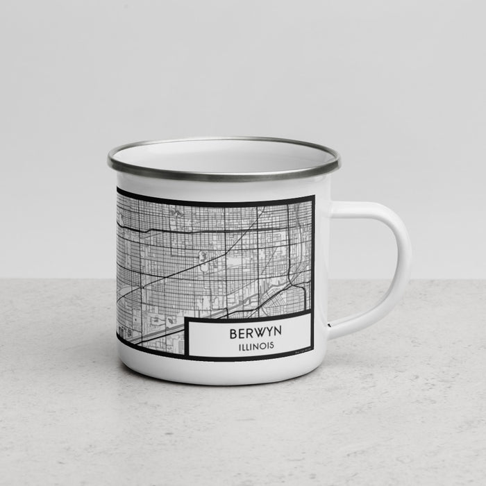 Right View Custom Berwyn Illinois Map Enamel Mug in Classic