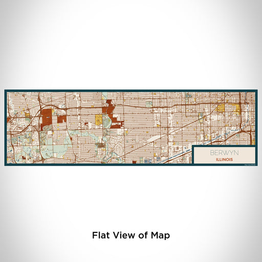 Flat View of Map Custom Berwyn Illinois Map Enamel Mug in Woodblock