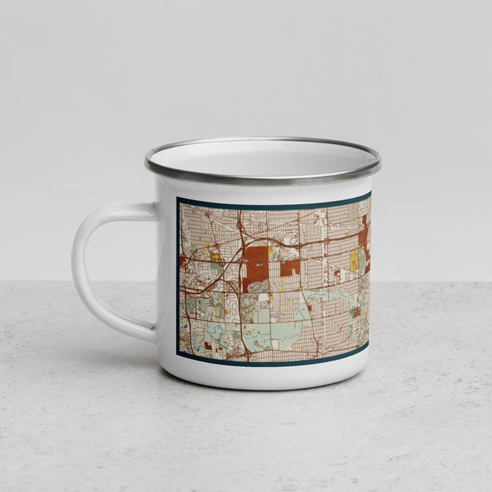 Left View Custom Berwyn Illinois Map Enamel Mug in Woodblock