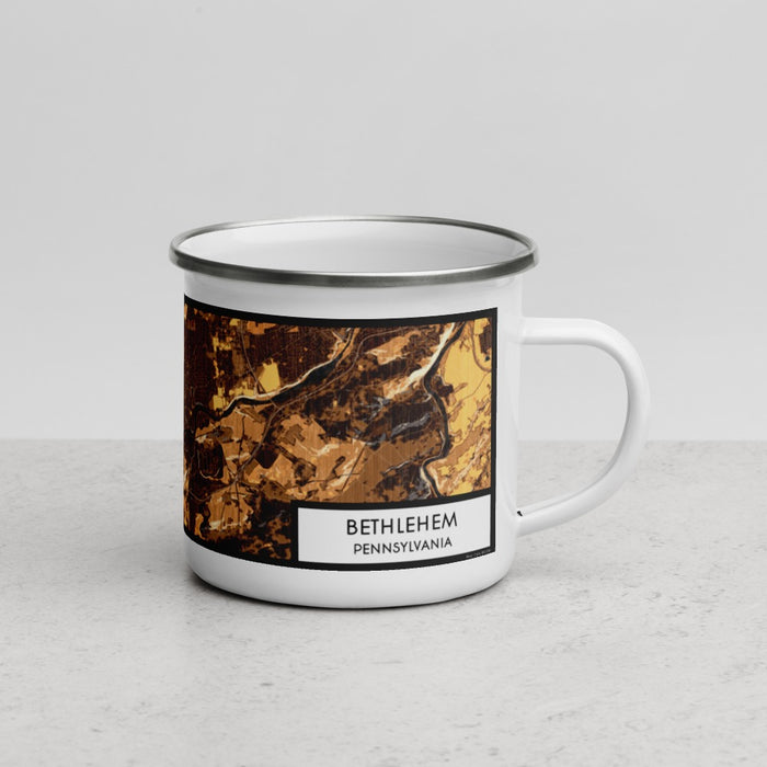 Right View Custom Bethlehem Pennsylvania Map Enamel Mug in Ember