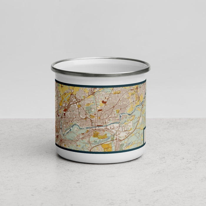 Front View Custom Bethlehem Pennsylvania Map Enamel Mug in Woodblock