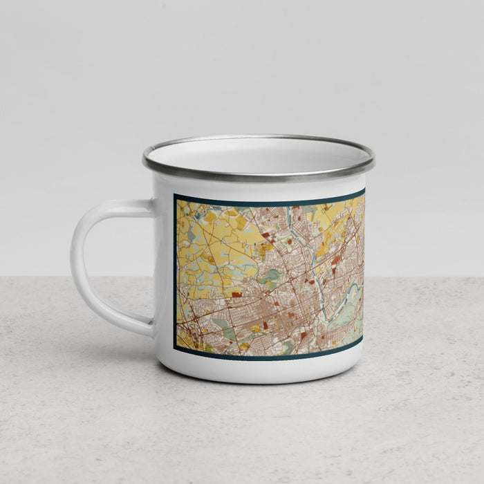 Left View Custom Bethlehem Pennsylvania Map Enamel Mug in Woodblock