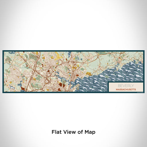 Flat View of Map Custom Beverly Massachusetts Map Enamel Mug in Woodblock