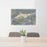 24x36 Big Bear Lake California Map Print Lanscape Orientation in Afternoon Style Behind 2 Chairs Table and Potted Plant