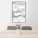 24x36 Big Bear Lake California Map Print Portrait Orientation in Classic Style Behind 2 Chairs Table and Potted Plant