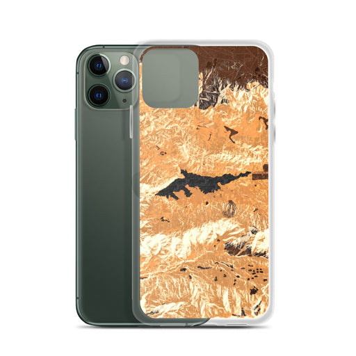Custom Big Bear Lake California Map Phone Case in Ember on Table with Laptop and Plant