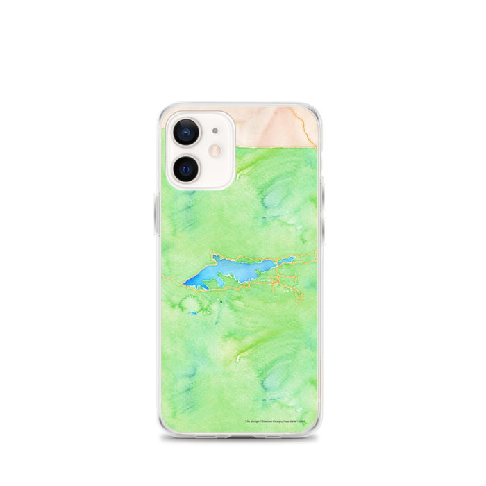Custom Big Bear Lake California Map iPhone 12 mini Phone Case in Watercolor