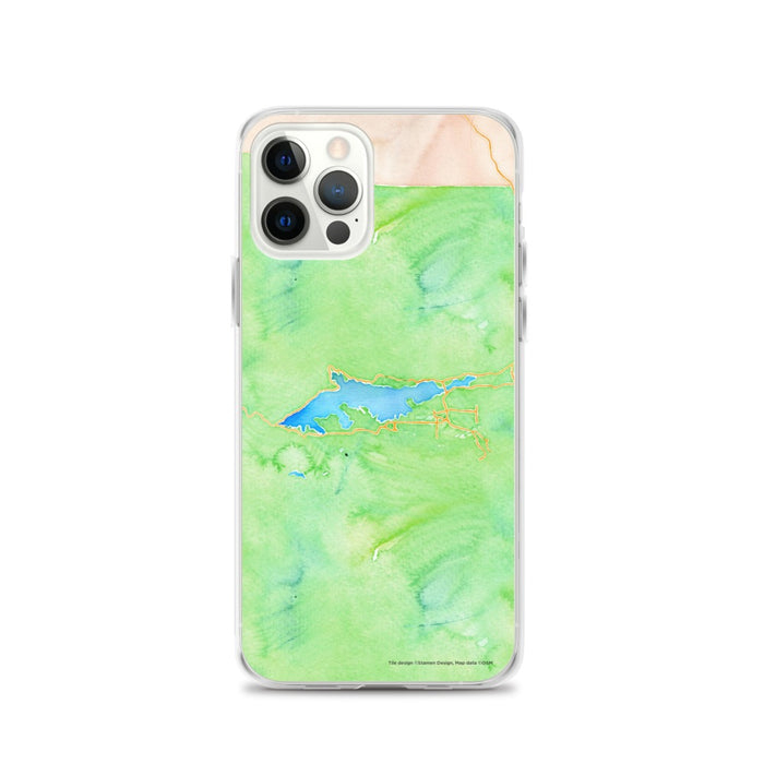 Custom Big Bear Lake California Map iPhone 12 Pro Phone Case in Watercolor