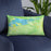 Custom Big Bear Lake California Map Throw Pillow in Watercolor on Blue Colored Chair