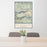 24x36 Big Bear Lake California Map Print Portrait Orientation in Woodblock Style Behind 2 Chairs Table and Potted Plant