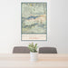 24x36 Big Bear Lake California Map Print Portrait Orientation in Woodblock Style Behind 2 Chairs Table and Potted Plant