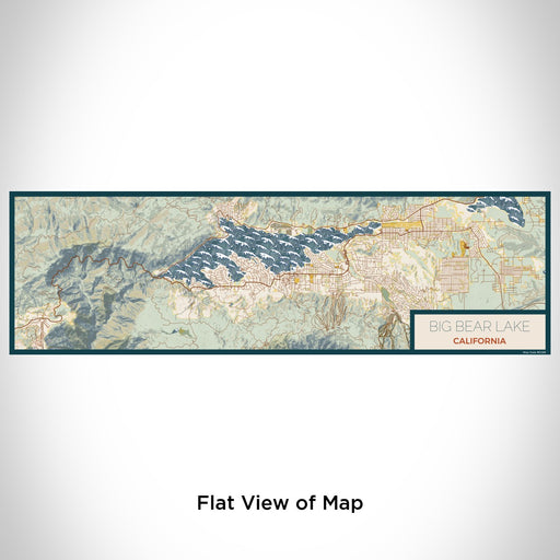 Flat View of Map Custom Big Bear Lake California Map Enamel Mug in Woodblock