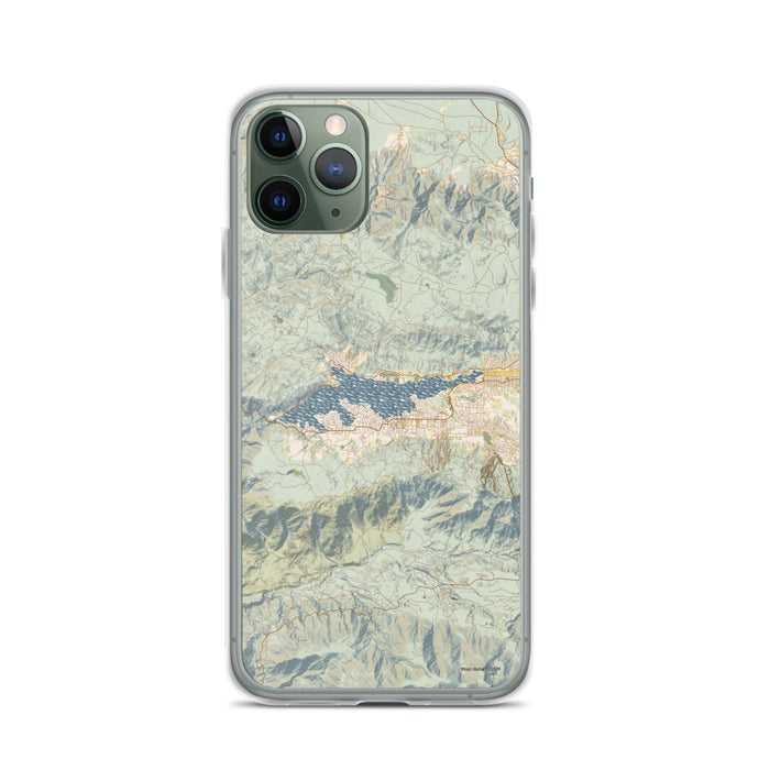 Custom Big Bear Lake California Map Phone Case in Woodblock