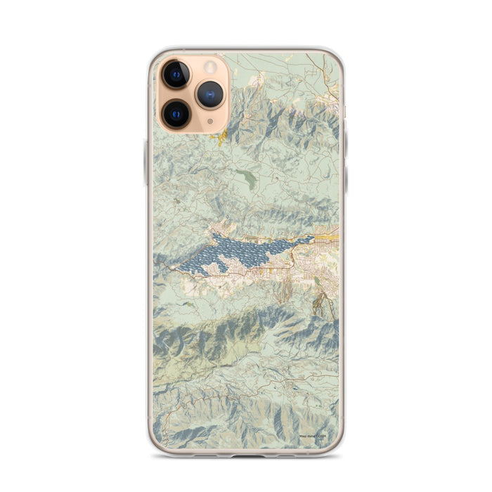 Custom Big Bear Lake California Map Phone Case in Woodblock