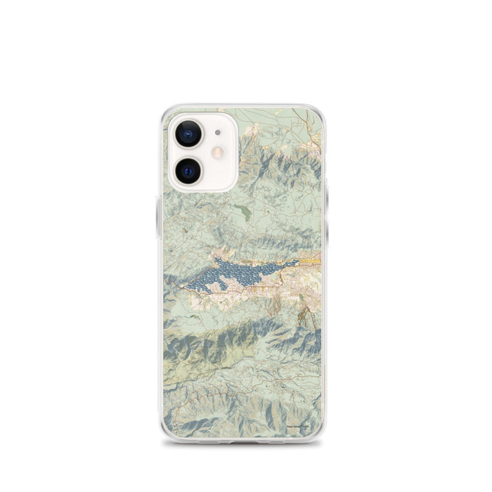 Custom Big Bear Lake California Map iPhone 12 mini Phone Case in Woodblock