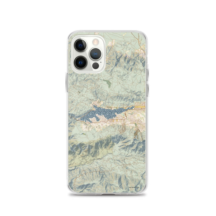 Custom Big Bear Lake California Map iPhone 12 Pro Phone Case in Woodblock