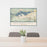 24x36 Big Bear Lake California Map Print Landscape Orientation in Woodblock Style Behind 2 Chairs Table and Potted Plant