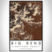 Big Bend National Park Map Print Portrait Orientation in Ember Style With Shaded Background